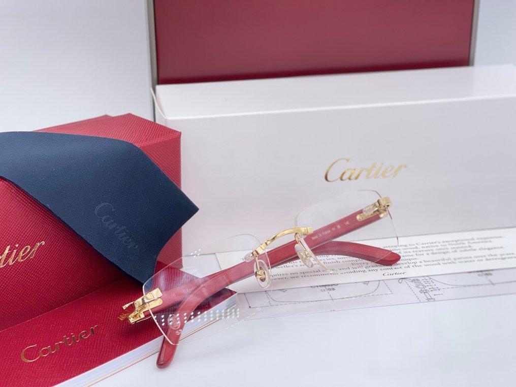 Cartier - C Decor Wood Red Tulip Gold Planted 18k - Óculos #3.2