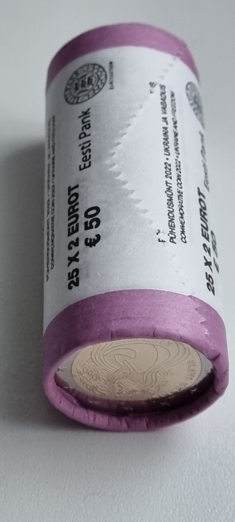 愛沙尼亞. 2 Euro 2022 "Ukraine and Freedom" (25 coins) in roll  (沒有保留價) #3.2