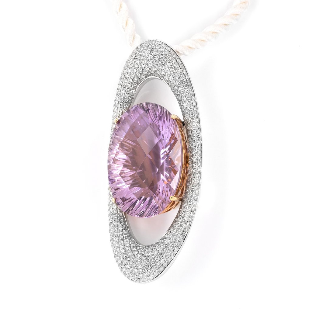 Κρεμαστό κόσμημα - 18 καράτια Λευκός χρυσός -  49.10ct. tw. Χαλαζίας - Διαμάντι - Πιστοποιητικό IGI #1.0