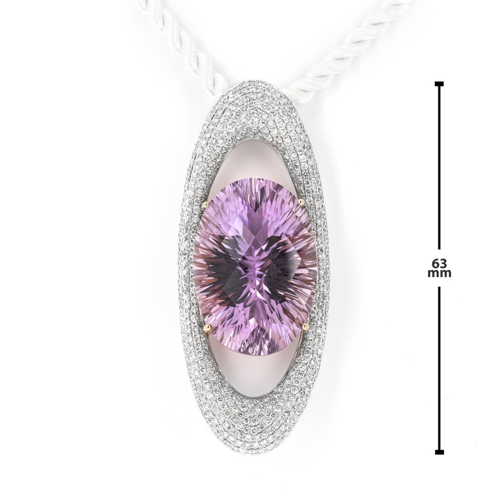 Κρεμαστό κόσμημα - 18 καράτια Λευκός χρυσός -  49.10ct. tw. Χαλαζίας - Διαμάντι - Πιστοποιητικό IGI #4.3