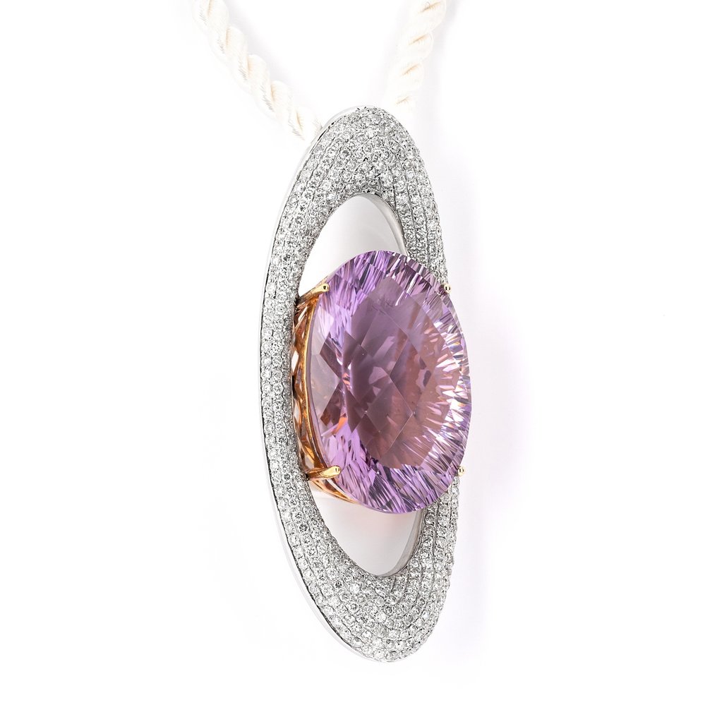 Κρεμαστό κόσμημα - 18 καράτια Λευκός χρυσός -  49.10ct. tw. Χαλαζίας - Διαμάντι - Πιστοποιητικό IGI #3.2