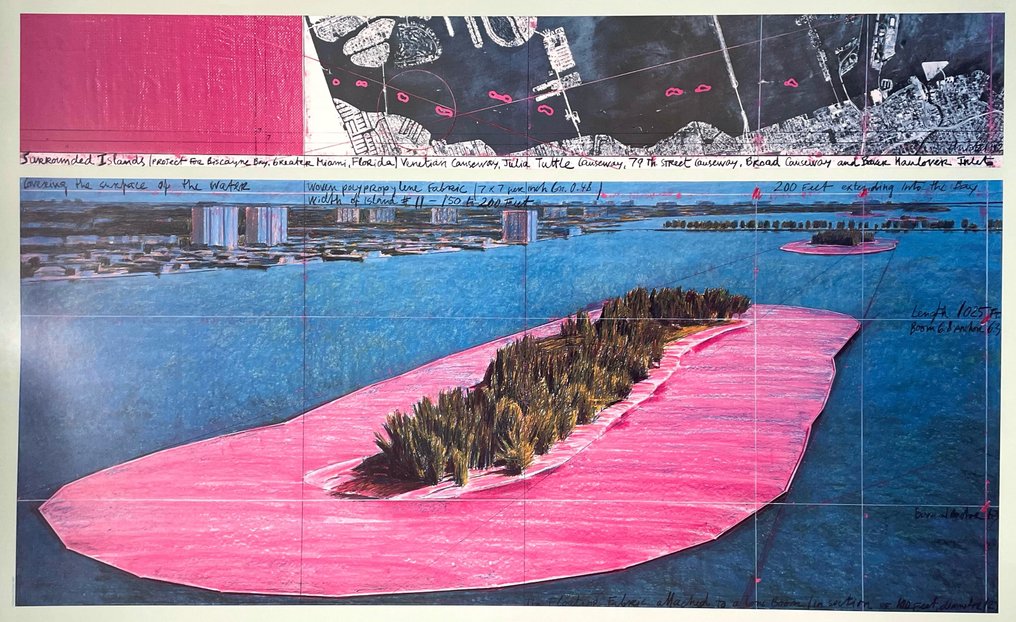 Christo - Surrounded Islands (Miami) - Achenbach licensed print - 1982 #1.0