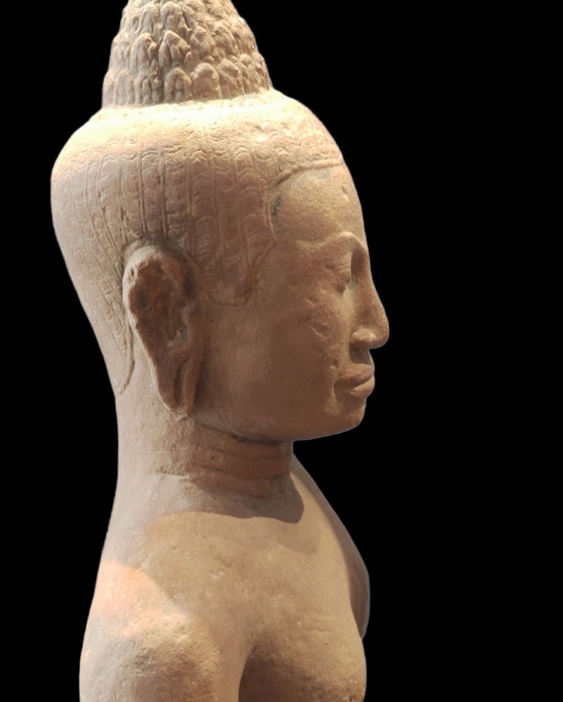 柬埔寨卢布巴里 石头 神祗半身像。非常大。 - 55 cm #3.2