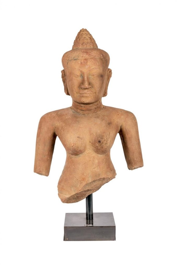 Khmer Lopburi Steen Godheid Torso. Erg groot. - 55 cm #1.1