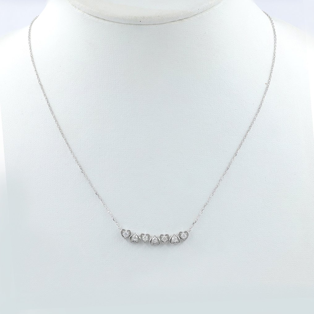18 kt. White gold - Necklace with pendant - 0.26 ct Diamond #1.2