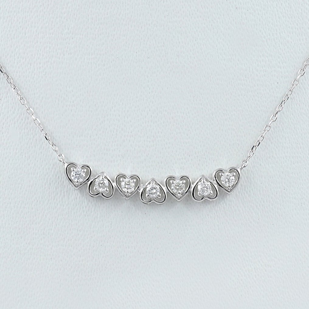 Halskette - 18 kt Weißgold -  0.25ct. tw. Diamant  (Natürlich) #1.1