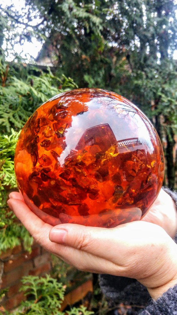 Baltic Amber - Large Massive Sphere - Amber - 14 cm - 14 cm #1.0