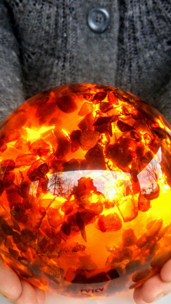 Baltic Amber - Large Massive Sphere - Amber - 14 cm - 14 cm #3.2