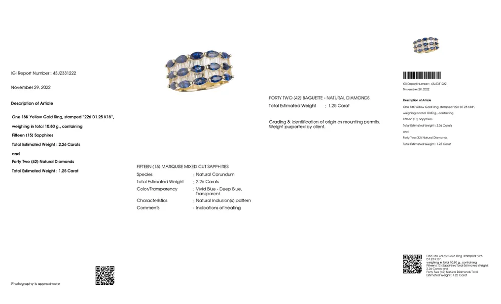 戒指 - 18 克拉 黃金 -  3.51ct. tw. 藍寶石 - 鉆石 #2.1