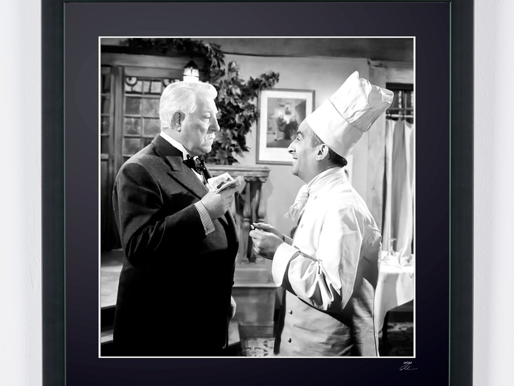 Le Gentleman d’Epsom 1962 - Louis de Funès and Jean Gabin - Fine Art Photography - Luxury Wooden Framed 70X50 cm - Limited Edition Nr 01 of 30 - Serial ID 20182 - Original Certificate (COA), Hologram - 100% New. Shipping Reduction from 3 items #4.3