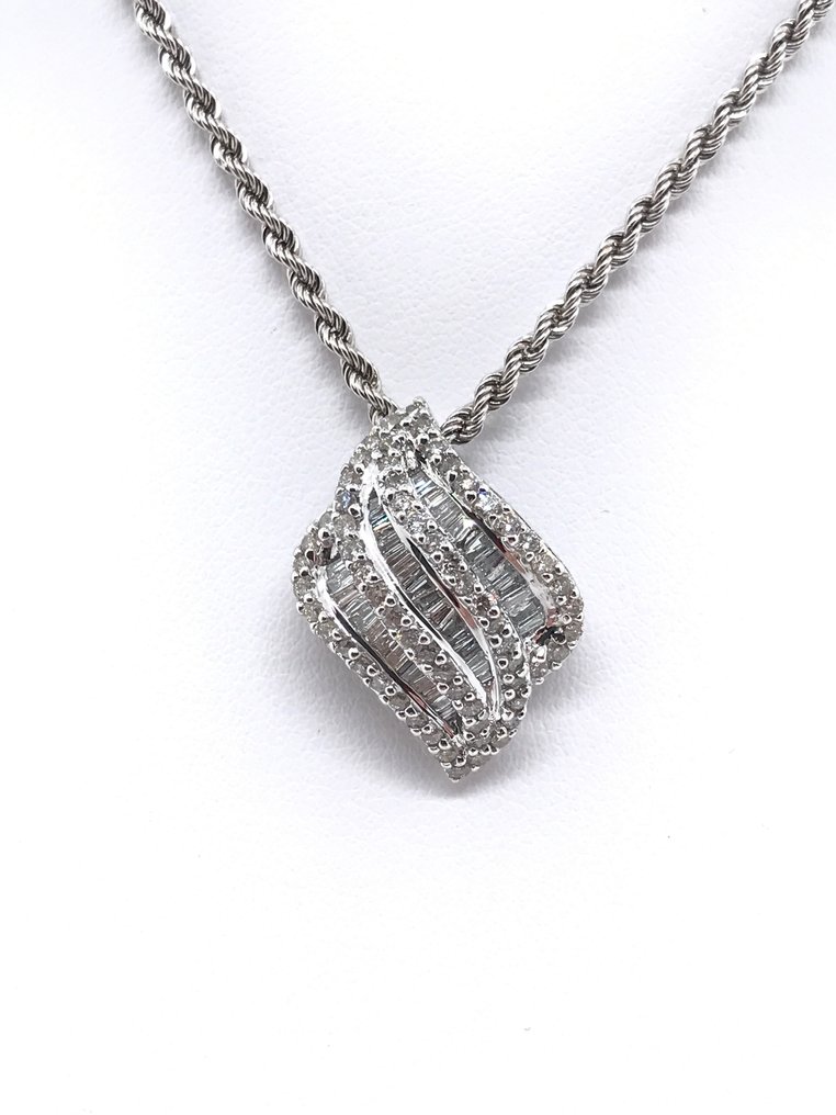 18 karaat Witgoud - Collier met hanger - 1.95 ct Diamant #1.1