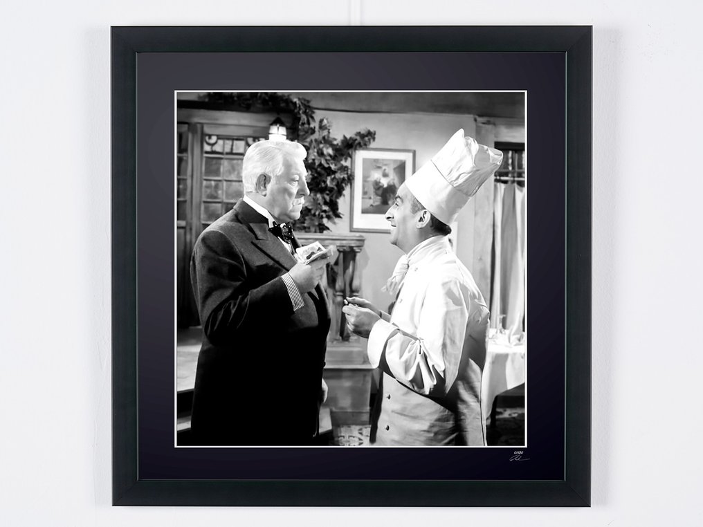 Le Gentleman d’Epsom 1962 - Louis de Funès and Jean Gabin - Fine Art Photography - Luxury Wooden Framed 50X50 cm - Limited Edition Nr 01 of 30 - Serial ID 20182 - Original Certificate (COA), Hologram Logo Editor and QR Code - 100% New items. #3.2