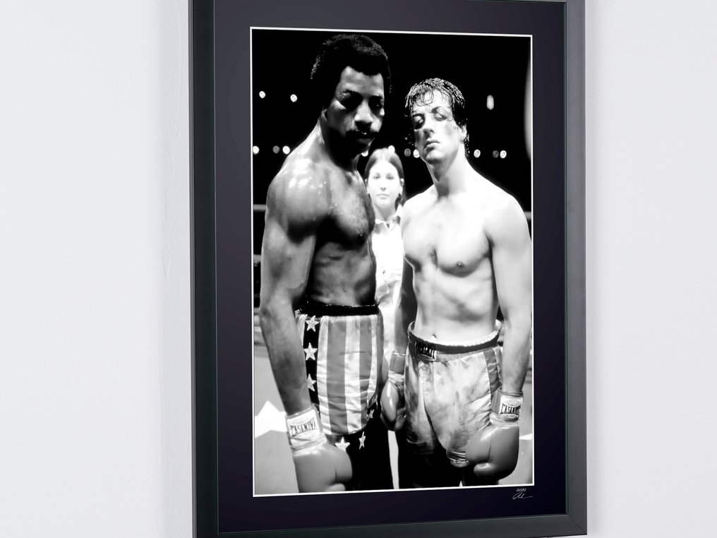 Rocky (1976) - Sylvester Stallone (Rocky) & Carl Weathers (Apollo) - Fine Art Photography - Luxury Wooden Framed 70X50 cm - Limited Edition Nr 07 of 10 - Serial ID 20167 - Original Certificate (COA), Hologram - 100% New. Shipping Reduction from 3 items #4.3