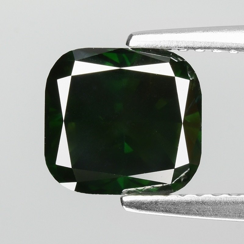 Diamante - 2.46 ct - Cuscino - Colore trattato - I2 - Fancy Dark Green #1.1