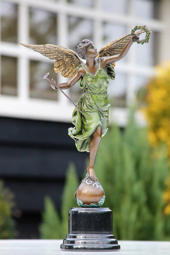 Statue, winged victory - 35 cm - bronse marmor #1.0