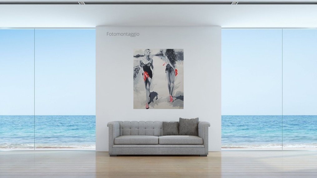 Janusz Haka (1951) - Night and Day XXL su tela rosso ( grande formato ) #2.1