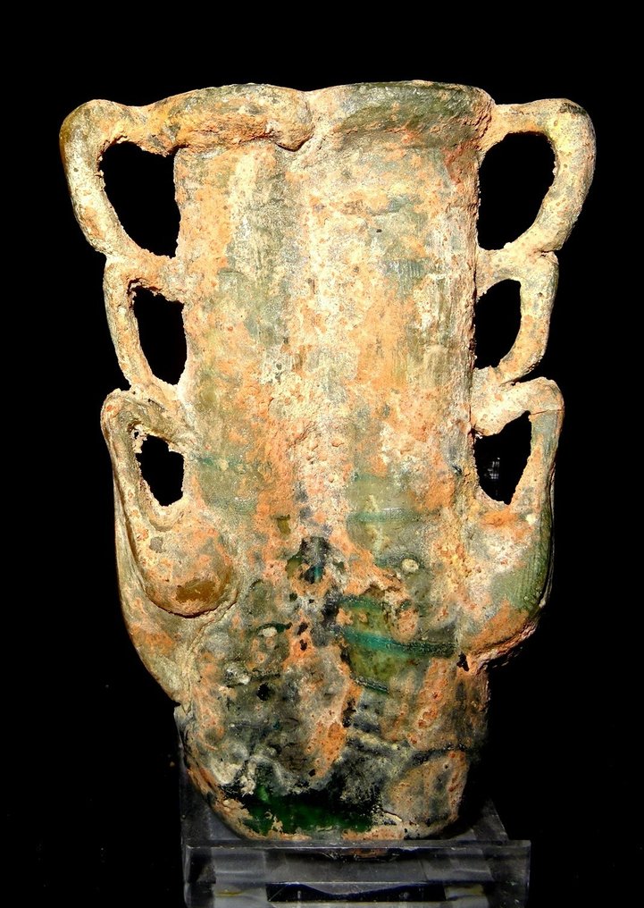 古罗马 公元2世纪玻璃双香膏瓶 #4.3