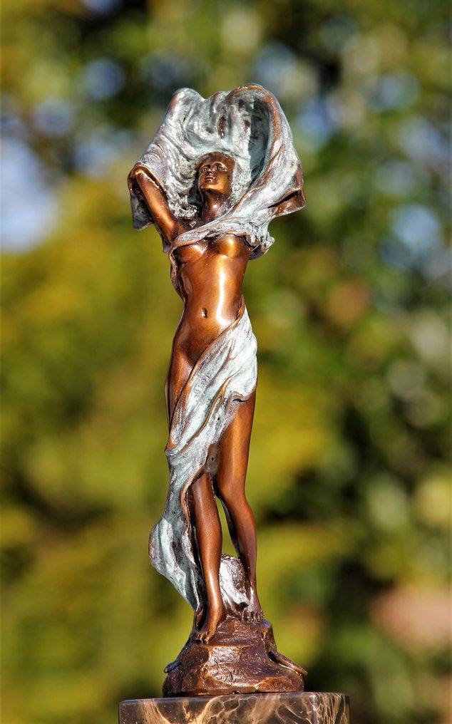 雕塑, scarf dancer - 35 cm - marmer brons #1.0