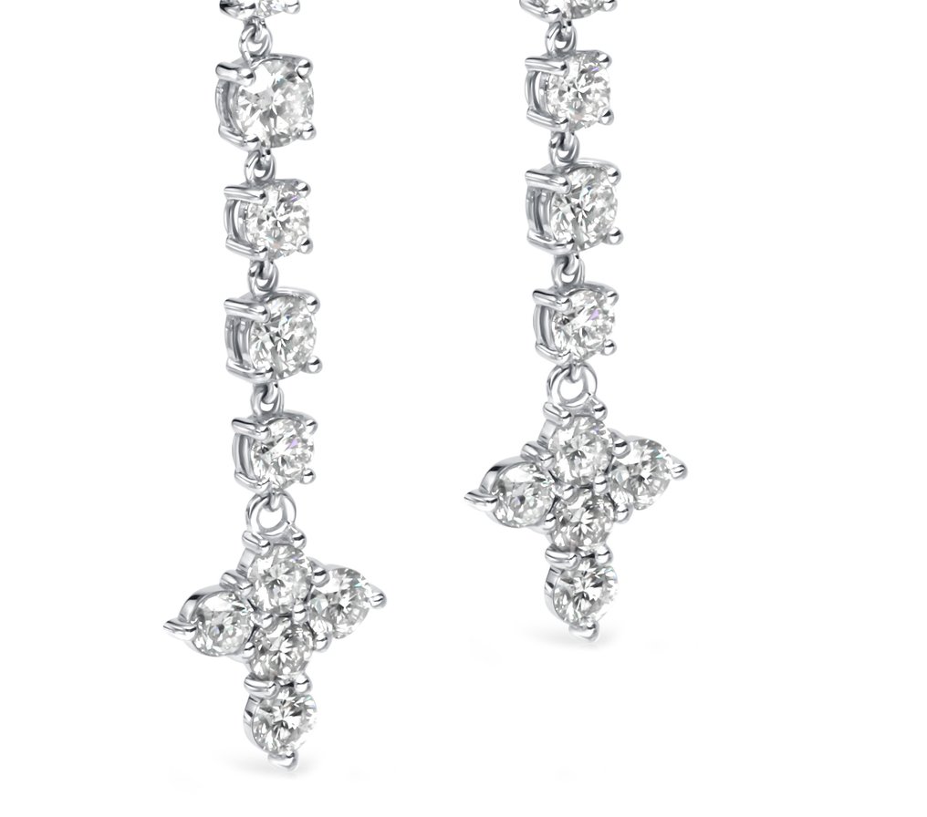 18 carats Or blanc - Boucles d'oreilles - 2.80 ct - Diamants #1.2