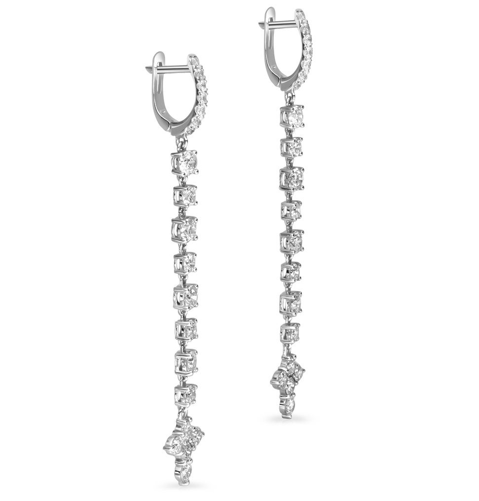 18 carats Or blanc - Boucles d'oreilles - 2.80 ct - Diamants #1.1