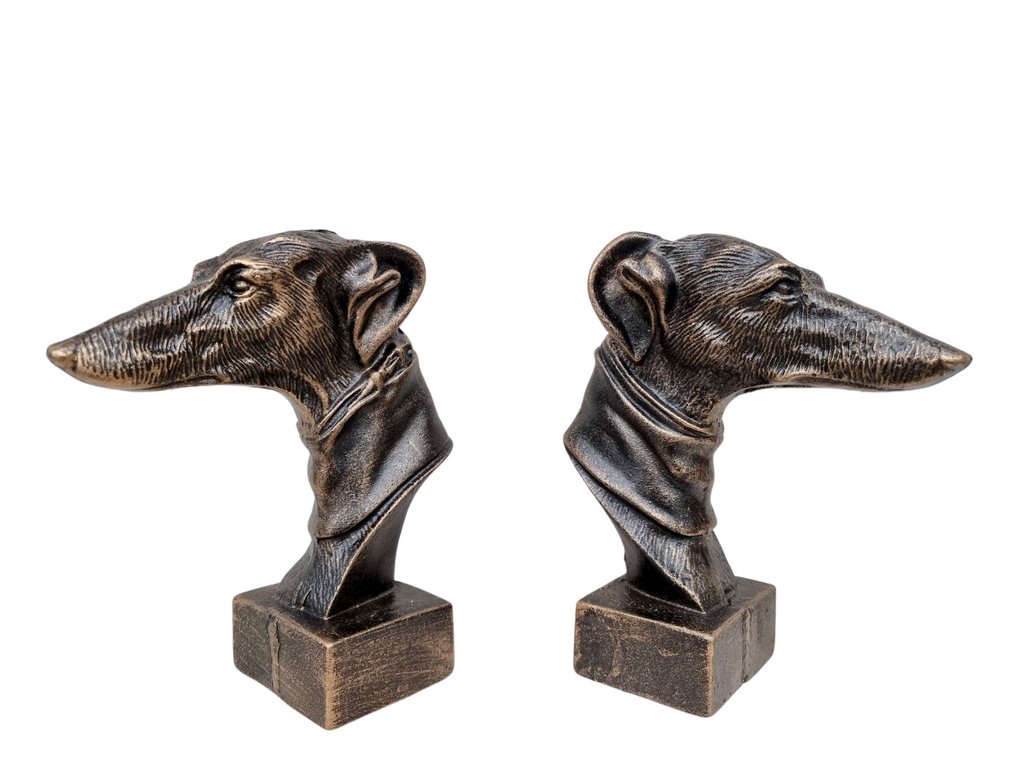 Αγαλματίδιο - Greyhound busts / bookends (2) - Σίδερο #2.1