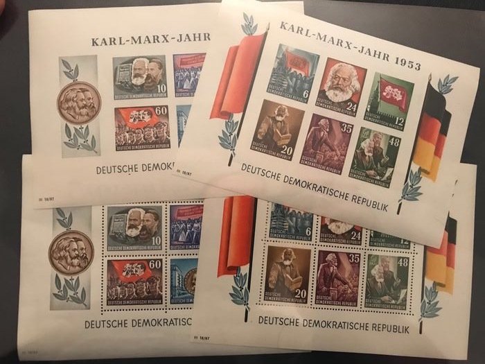 DDR 1953 - Karl Marx blokken getand en ongetand - Michel blok 8/9 A en B #1.0