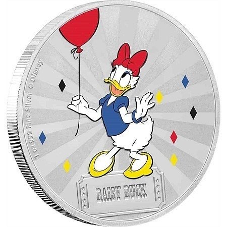 Niue. 2 Dollars 2019 - Disney Daisy Duck & Friends Carnival - Karneval 1 oz - with BOX and COA #1.0