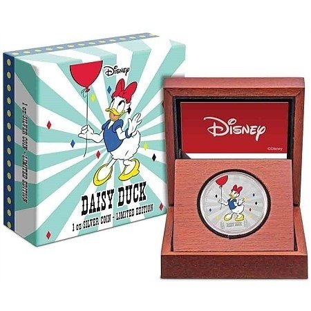 Niue. 2 Dollars 2019 - Disney Daisy Duck & Friends Carnival - Karneval 1 oz - with BOX and COA #1.0