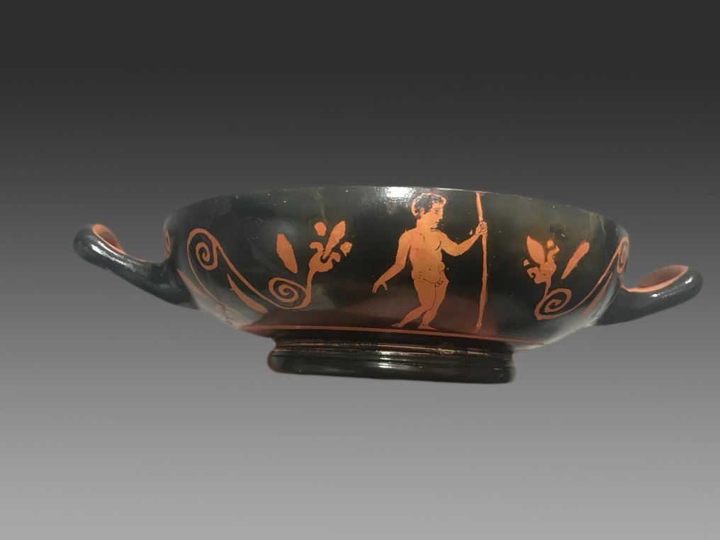 Antikens Grekland Keramik Superb Kylix föreställande en idrottare Med TL-test och Günter Puhze-certifikat #3.2