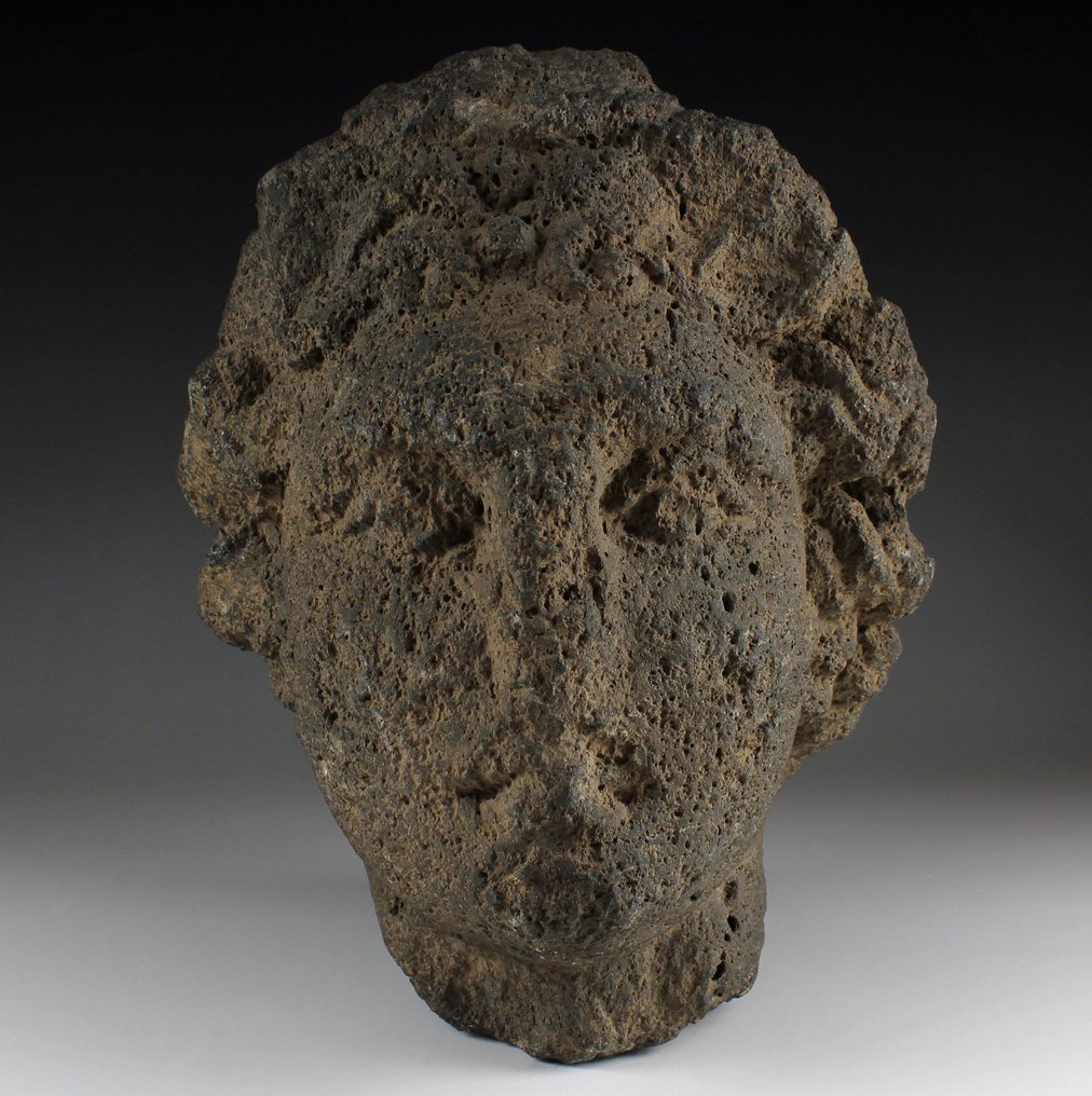 Altrömisch, Kaiserreich Basalt Antiker römischer Basaltkopf eines Jünglings – mit spanischer Exportlizenz - 22.5 cm #1.1