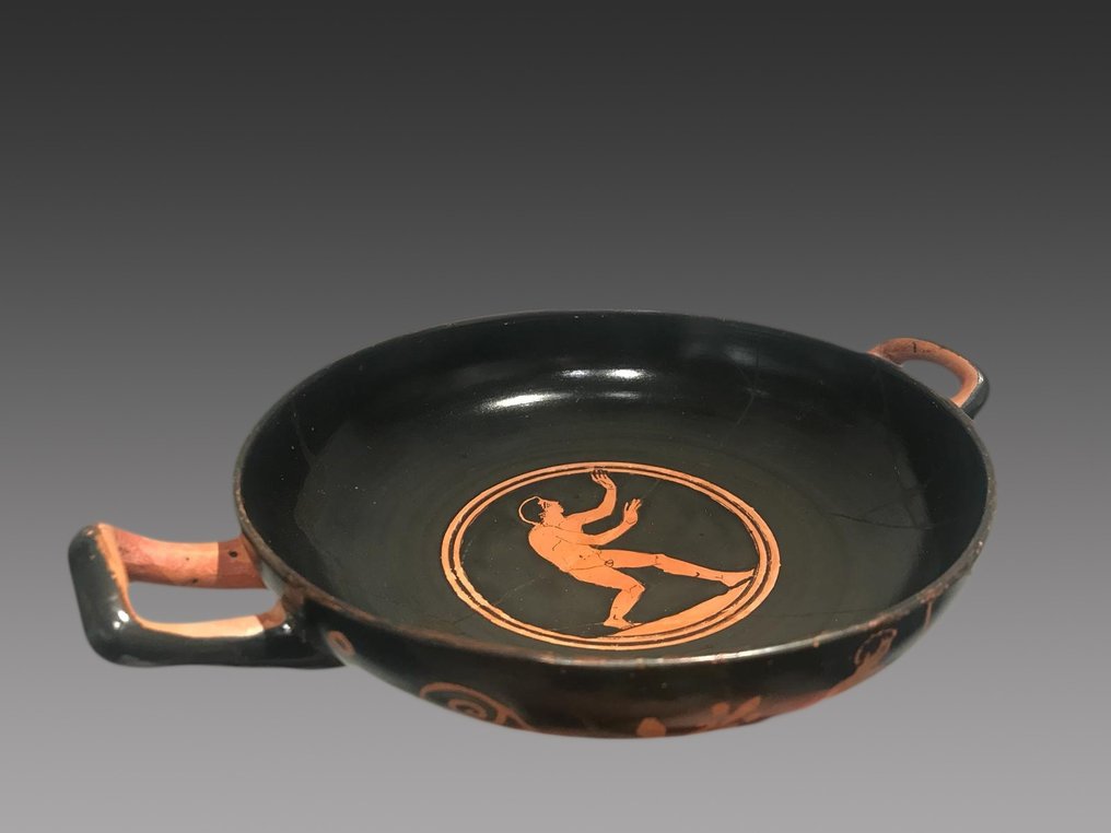 Antikens Grekland Keramik Superb Kylix föreställande en idrottare Med TL-test och Günter Puhze-certifikat #3.1