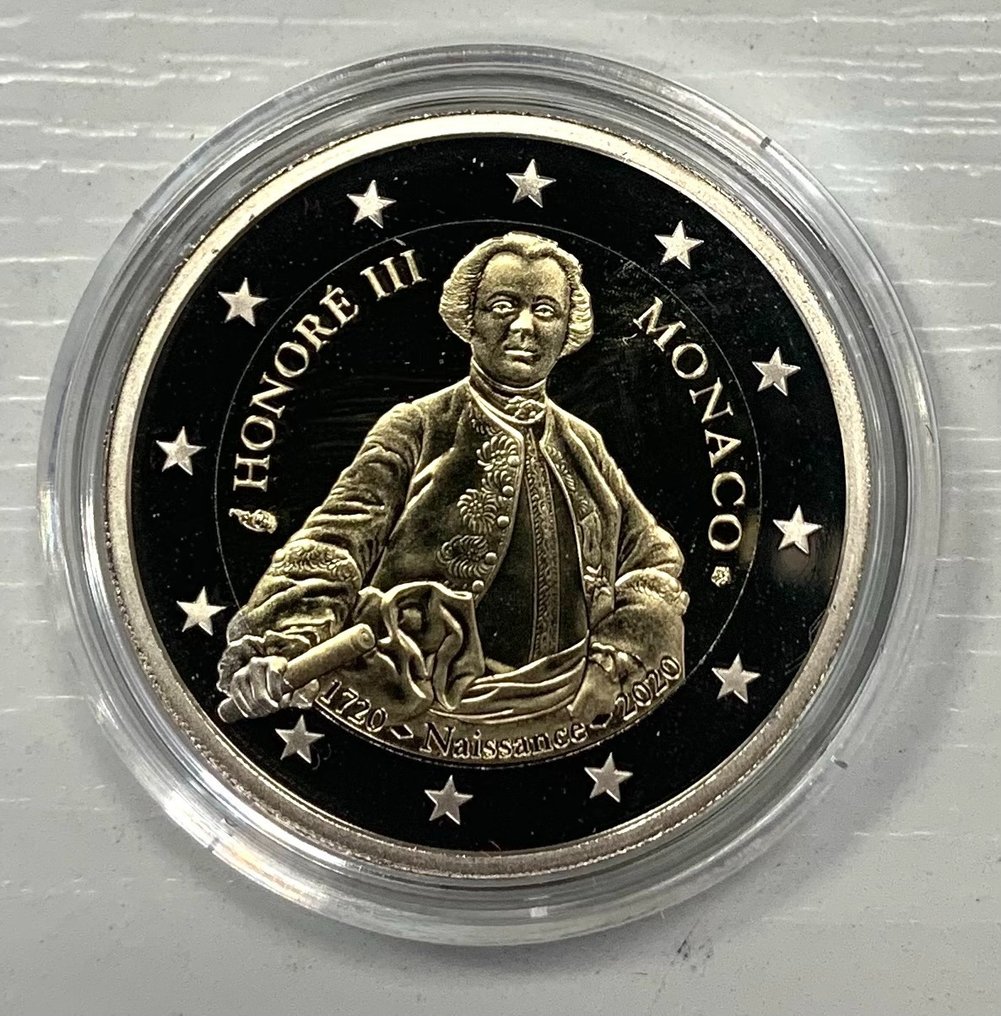 Monaco. 2 Euro 2020/2021 "Honoré III" + "10 Ans Mariage Princier" (2 pieces) Proof #2.1