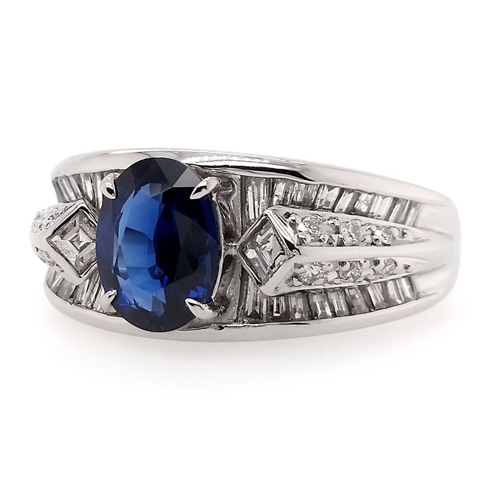 Ring Platin Saphir - Diamant #2.1