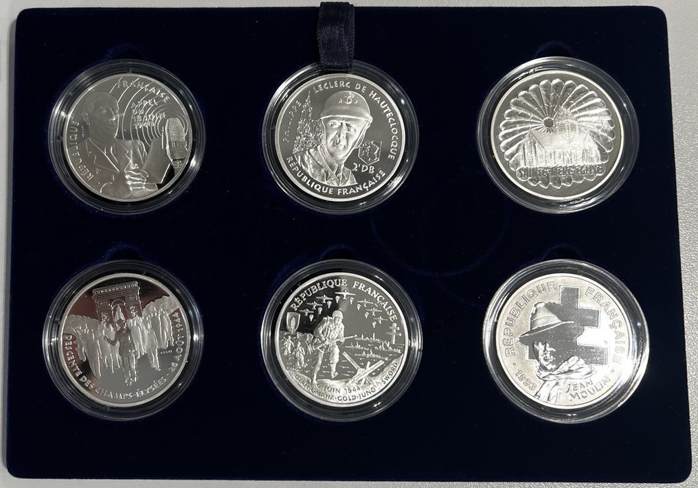 Frankrike. 1 Franc / 100 Francs 1993/1994 Coffret de 6 monnaies (Essai) "La Liberté Retrouvée" #2.1