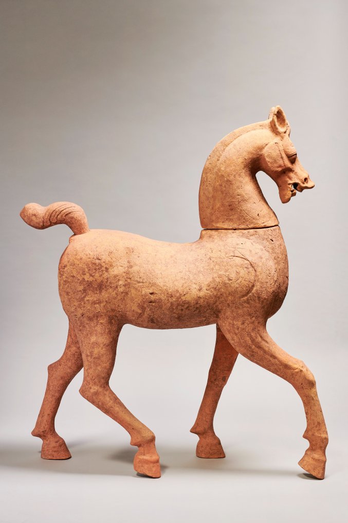 Starożytne Chiny, Dynastia Han Terakota Starożytni Chińczycy, gigantyczny koń z terakoty z dynastii Han - Syczuan.. Testowany TL. - - 100 cm #1.2