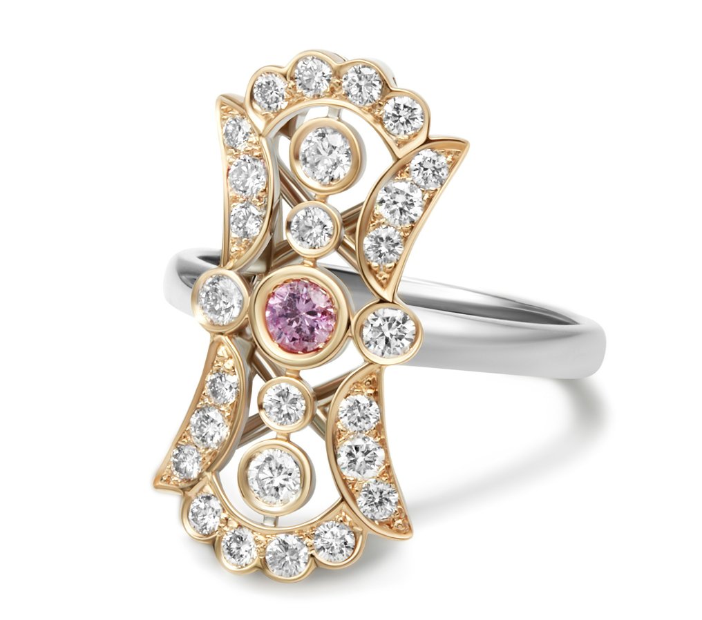 18 kraat Hvidguld, Pink guld - Ring - 0.25 ct Safir - Diamanter #1.1