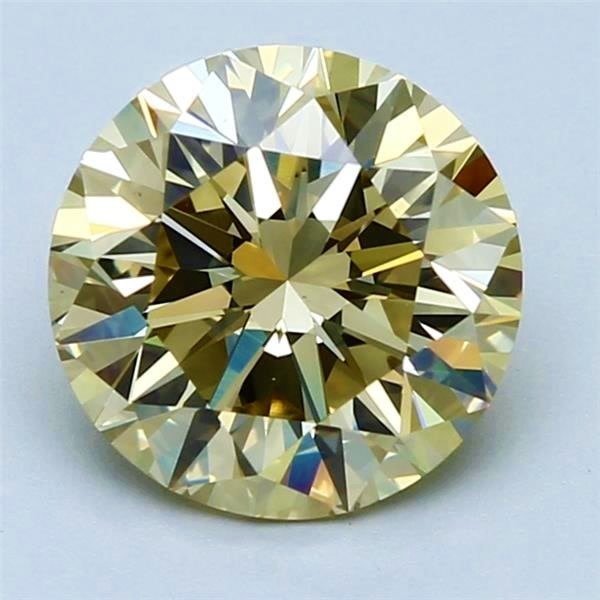 1 pcs 钻石 - 3.00 ct - 圆形 - 中彩黄带褐 - VS1 轻微内含一级 #1.1