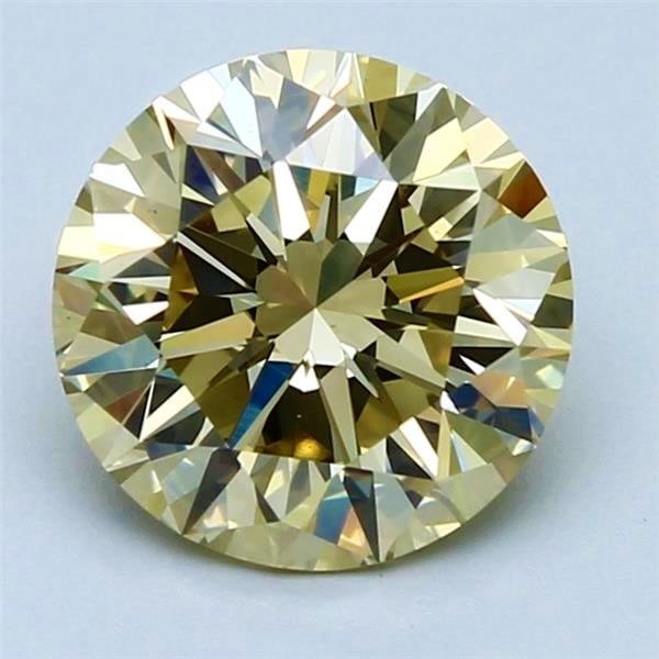 1 pcs 钻石 - 3.00 ct - 圆形 - 中彩黄带褐 - VS1 轻微内含一级 #1.2