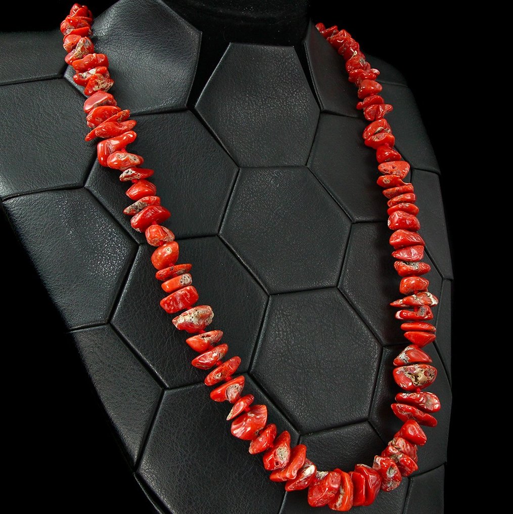 撒丁岛红珊瑚 - 精美“撒丁岛红”珊瑚项链 - Corallium Rubrum - 740×23×13 mm #1.2