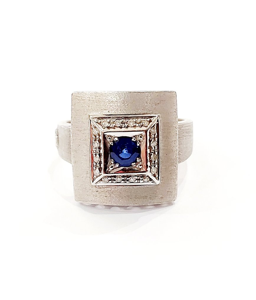 Cierre - 18 kt. Gold, White gold - Ring - 0.16 ct Diamond - Sapphire #1.1