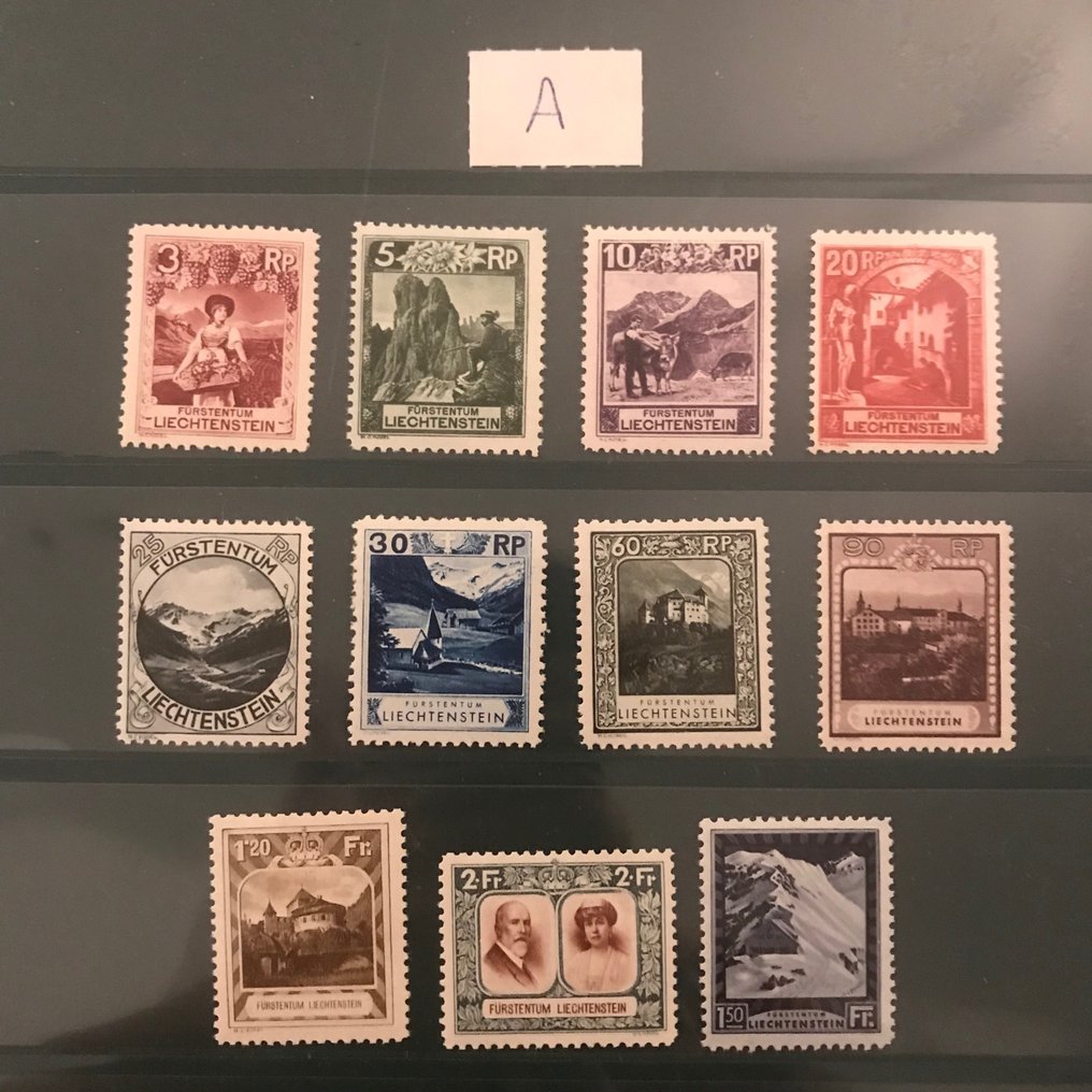 列支敦士登 1930 - A、B、C 穿孔風景和皇室夫婦專業收藏 - Michel 94/107 A, B en C #1.2