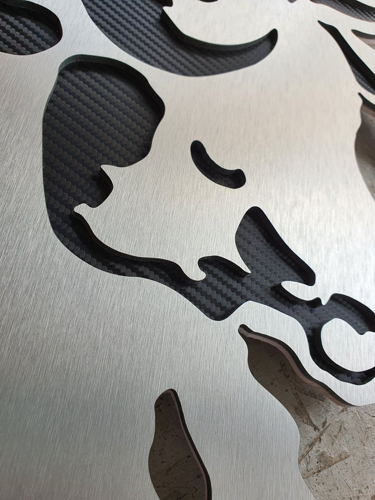 Sinal de parede profissional Bull → de grande tamanho, 75 cm (29,50 polegadas). - Lamborghini - Brushed aluminium* silver #2.1