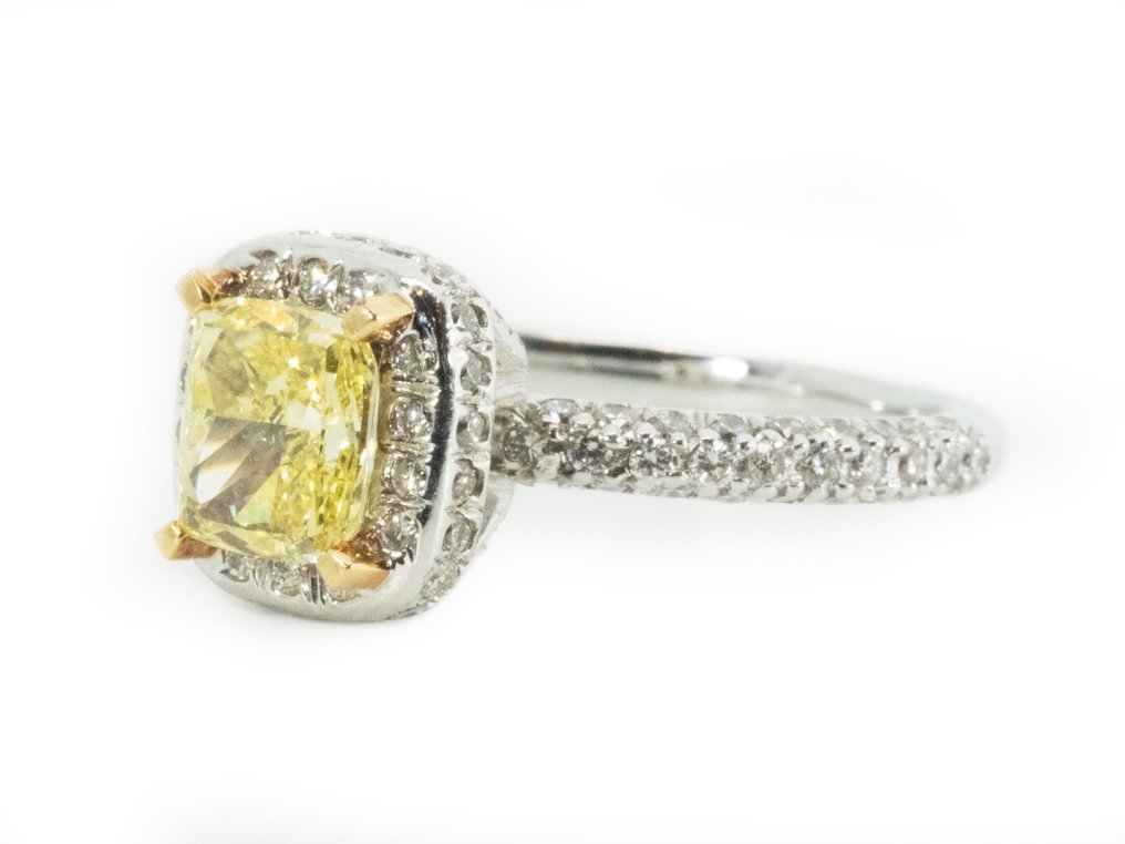 GIA Certificate 1.91 total diamond carat 18 carati Oro bianco Anello 1.11 ct Diamante Diamanti Catawiki