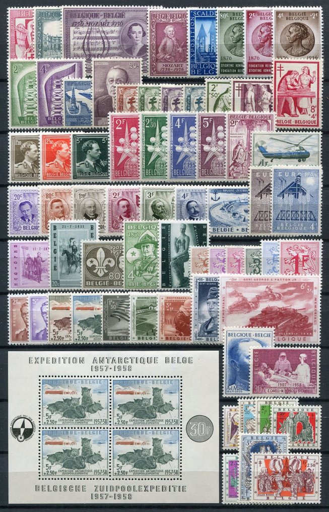 比利時 1956/1957 - 完整年份与blok Zuidpool - OBP/COB 986/1045 + BL31 #1.0