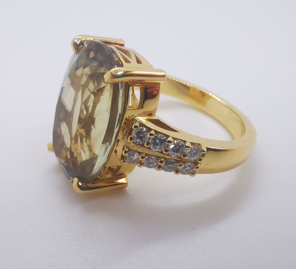 18 kt Gelbgold - Ring - 10.65 ct Diaspore - Diamanten #3.2