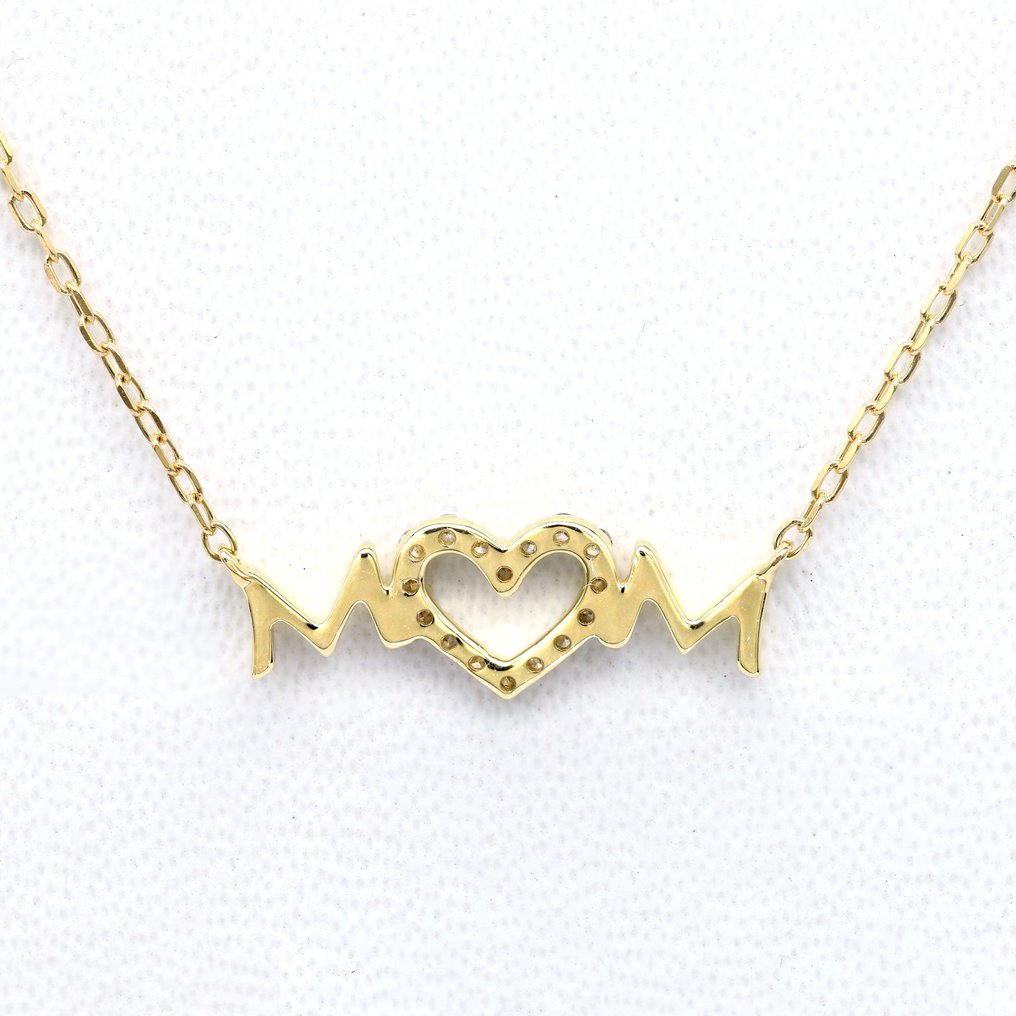 Nincs minimálár - Nyaklánc medállal - 18 kt. Sárga arany - 0.08ct. tw. Gyémánt (Természetes) #3.2