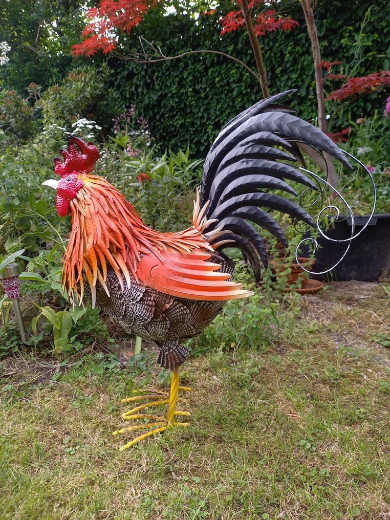 Γλυπτό, "Proud Colorful Rooster" - 66 cm - Μέταλλο #4.3