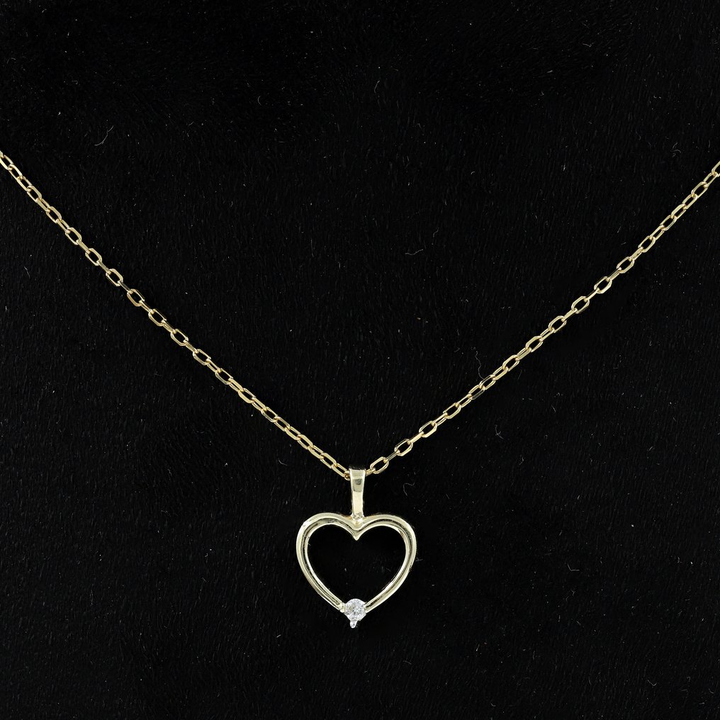 沒有保留價 - 吊墜頸鏈 - 14 克拉 黃金 -  0.03ct. tw. 鉆石 (天然)  #4.3