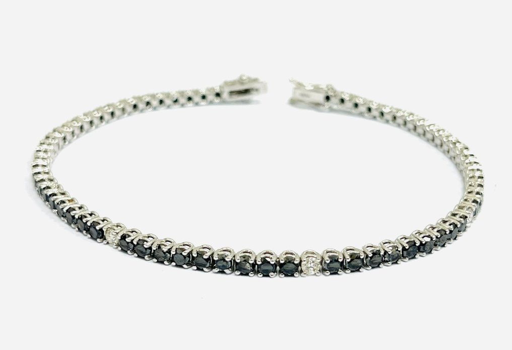 网球手链 - 18K包金 白金 - 7.60ct. tw. 钻石 (经彩色处理) - 钻石 - 意大利制造 #3.2