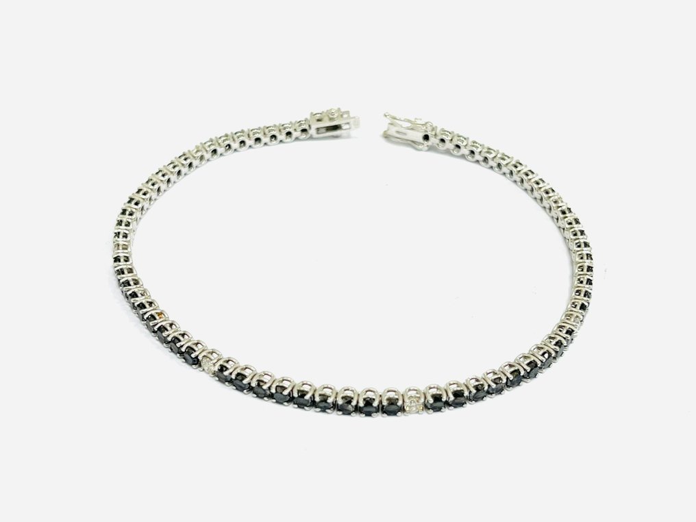网球手链 - 18K包金 白金 - 7.60ct. tw. 钻石 (经彩色处理) - 钻石 - 意大利制造 #4.3